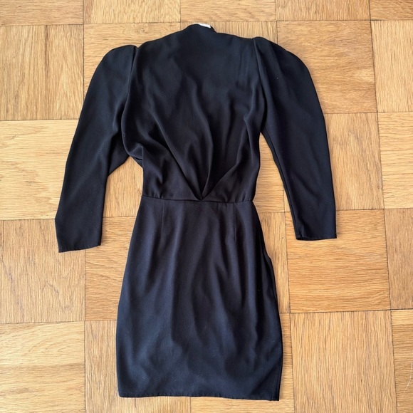 BA&SH XS Melinda Black Puff Sleeve Mini Dress Ruffle V Neck - Picture 3 of 9
